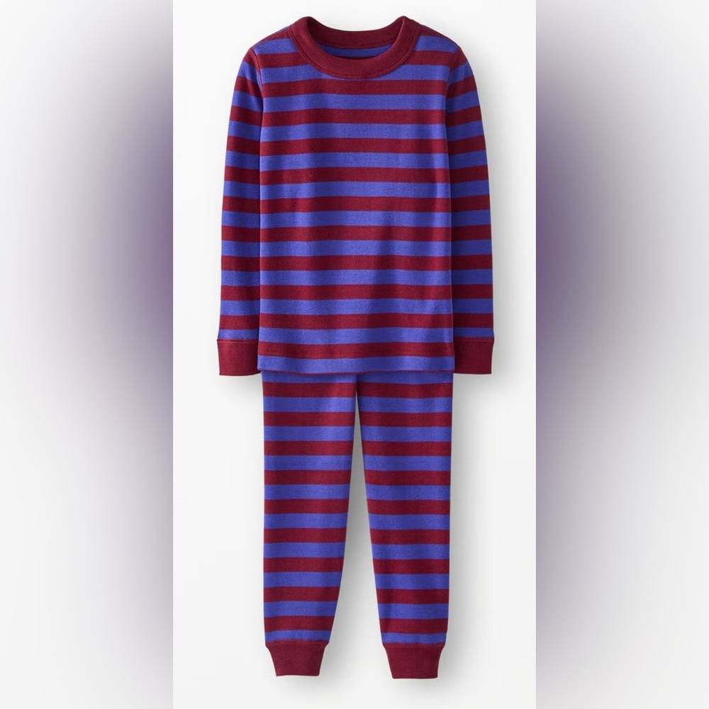 Striped Kids Pajamas - Red and Blue